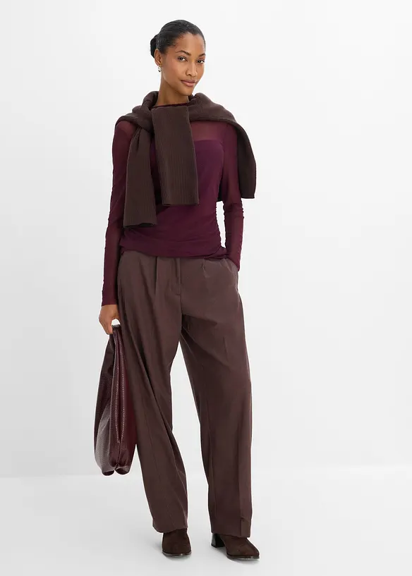 Langermet topp i lett mesh, bonprix