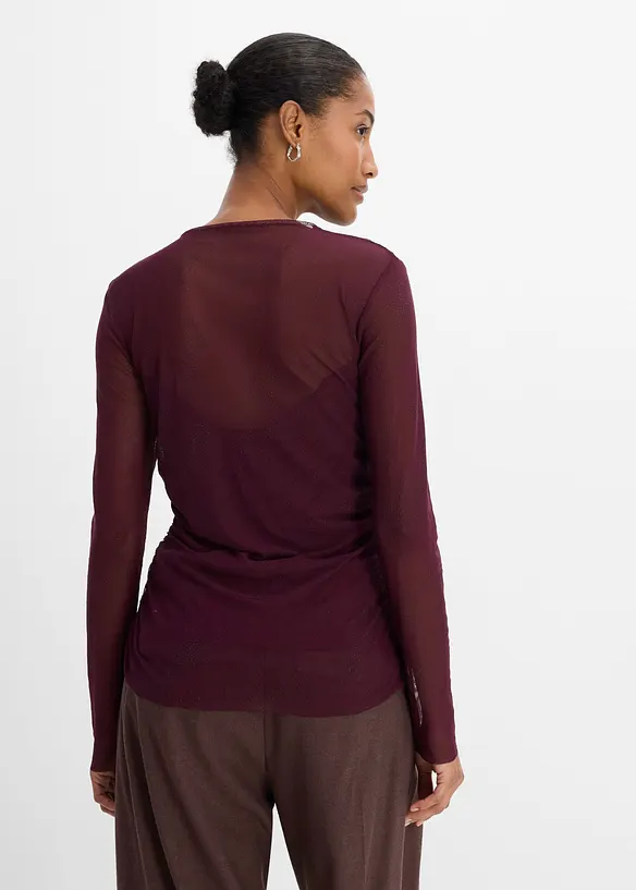 Langermet topp i lett mesh, bonprix