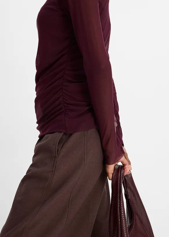 Langermet topp i lett mesh, bonprix