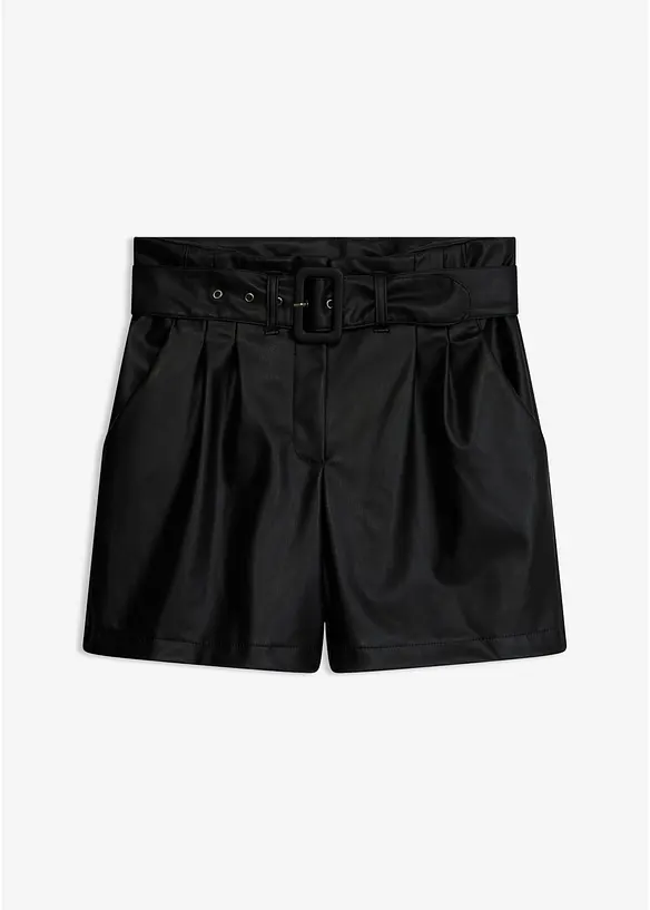 Shorts i imitert skinn med belte, bonprix
