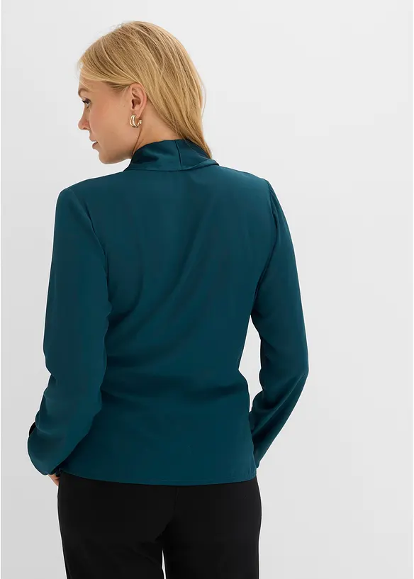Omslagsbluse med knyteb&aring;nd i siden, bonprix