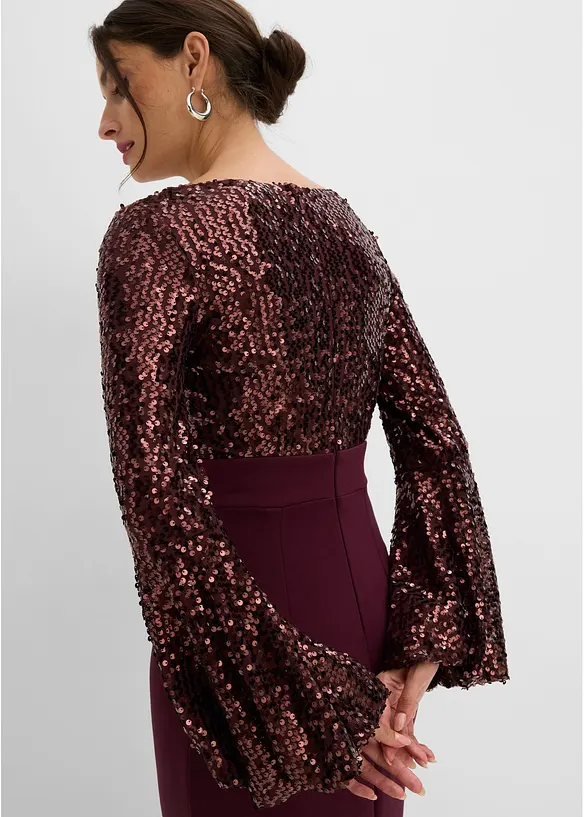 Paljettbrodert midikjole, bonprix