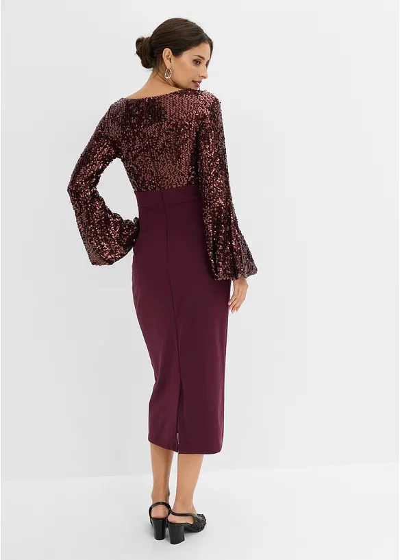 Paljettbrodert midikjole, bonprix