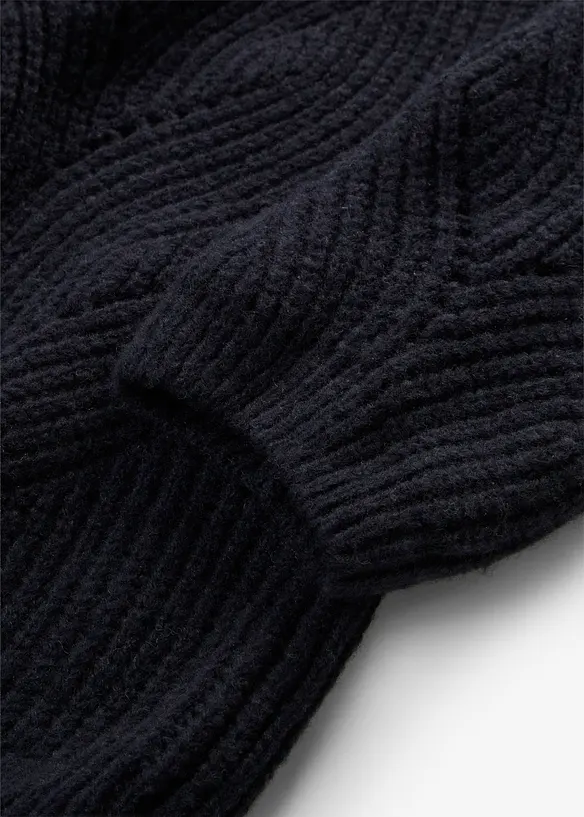 Lang cardigan i merinoullmiks med hullm&oslash;nster, bonprix