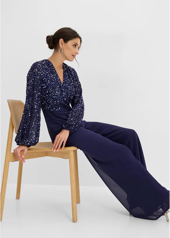 Paljettbrodert jumpsuit, bonprix