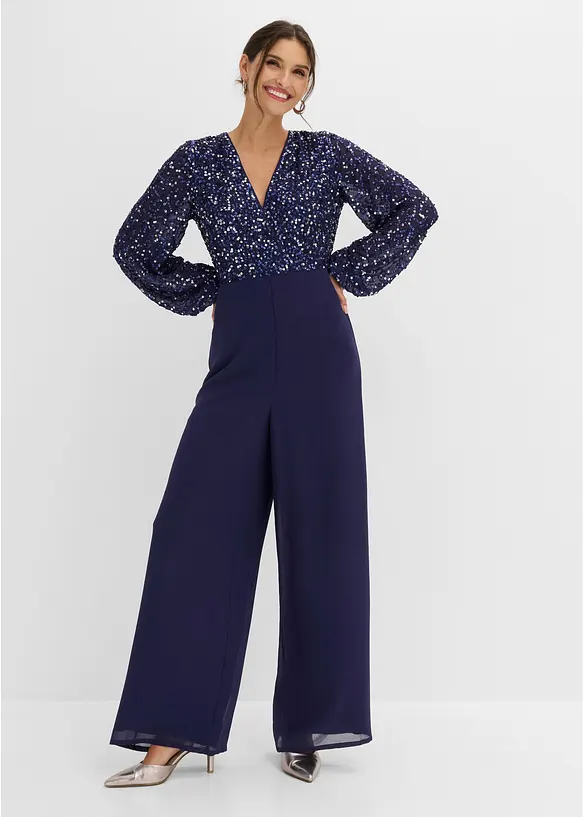 Paljettbrodert jumpsuit, bonprix