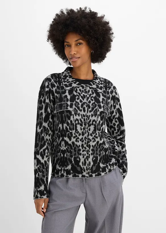 Cardigan med jacquardm&oslash;nster, bonprix