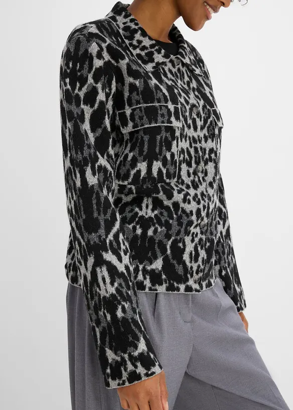 Cardigan med jacquardm&oslash;nster, bonprix