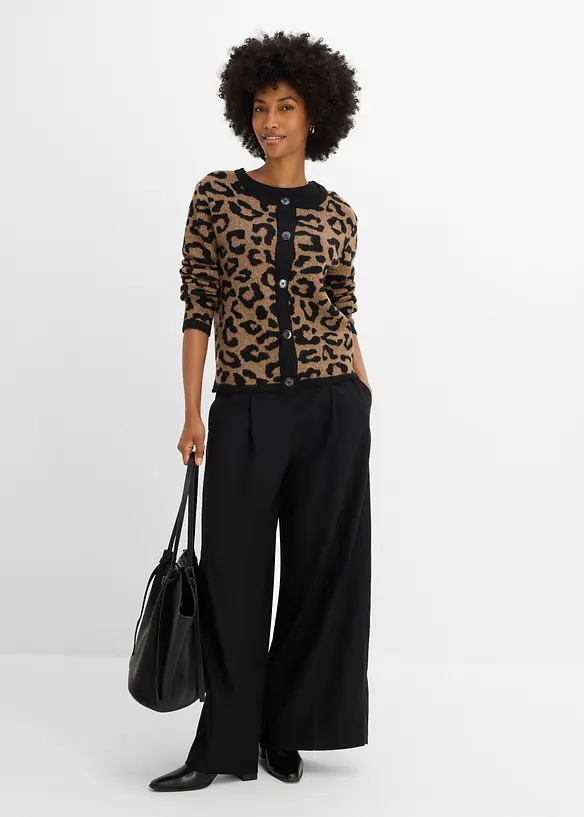 Cardigan med jacquardm&oslash;nster, bonprix