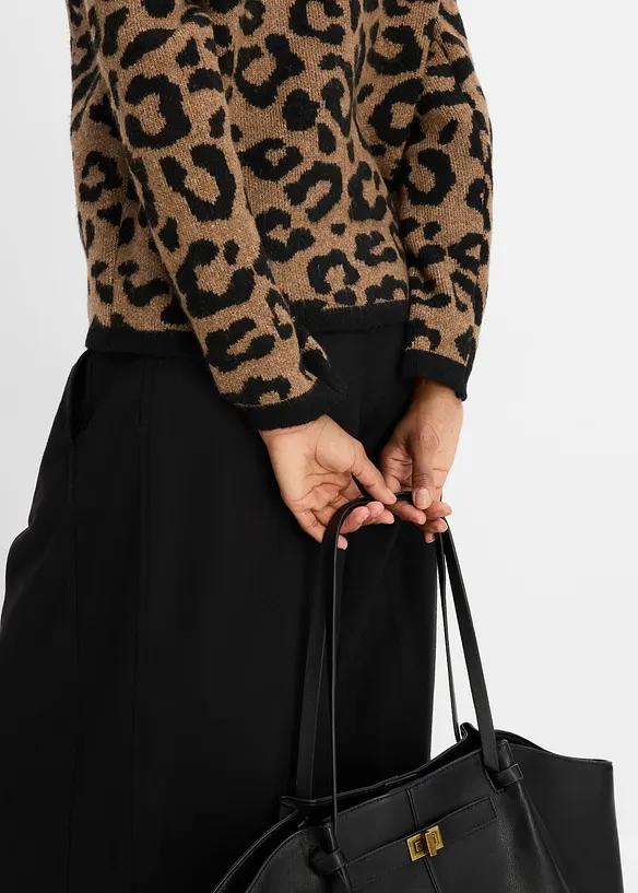 Cardigan med jacquardm&oslash;nster, bonprix