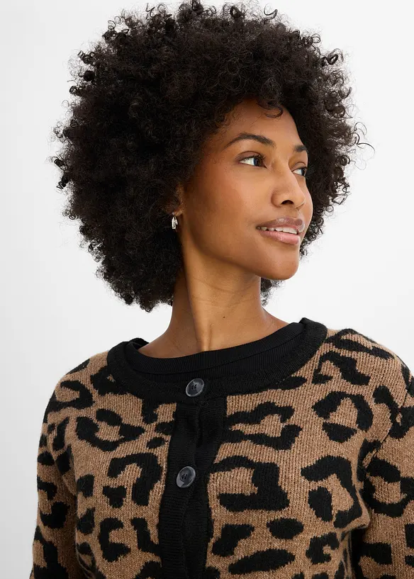Cardigan med jacquardm&oslash;nster, bonprix