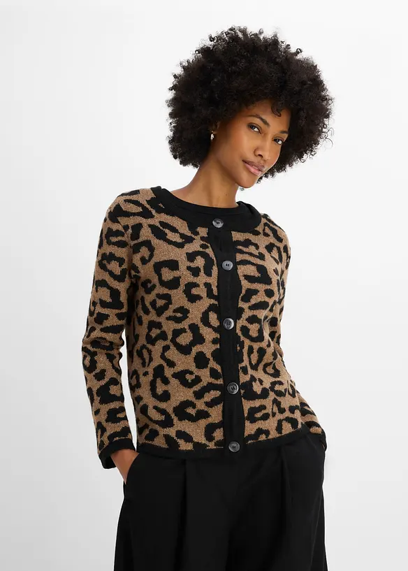 Cardigan med jacquardm&oslash;nster, bonprix