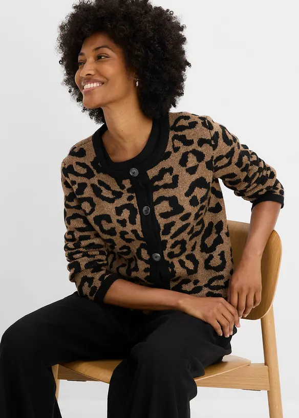 Cardigan med jacquardm&oslash;nster, bonprix