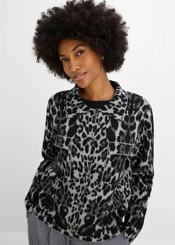 Cardigan med jacquardm&oslash;nster, bonprix
