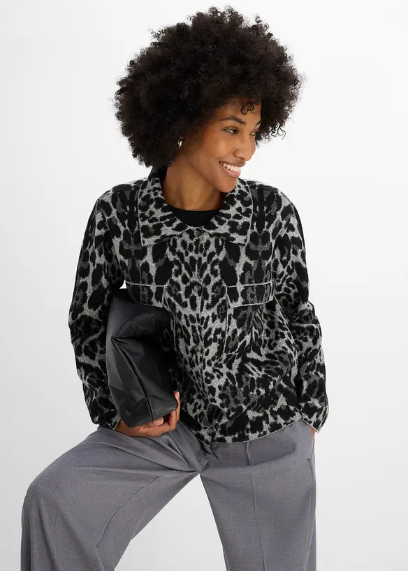 Cardigan med jacquardm&oslash;nster, bonprix
