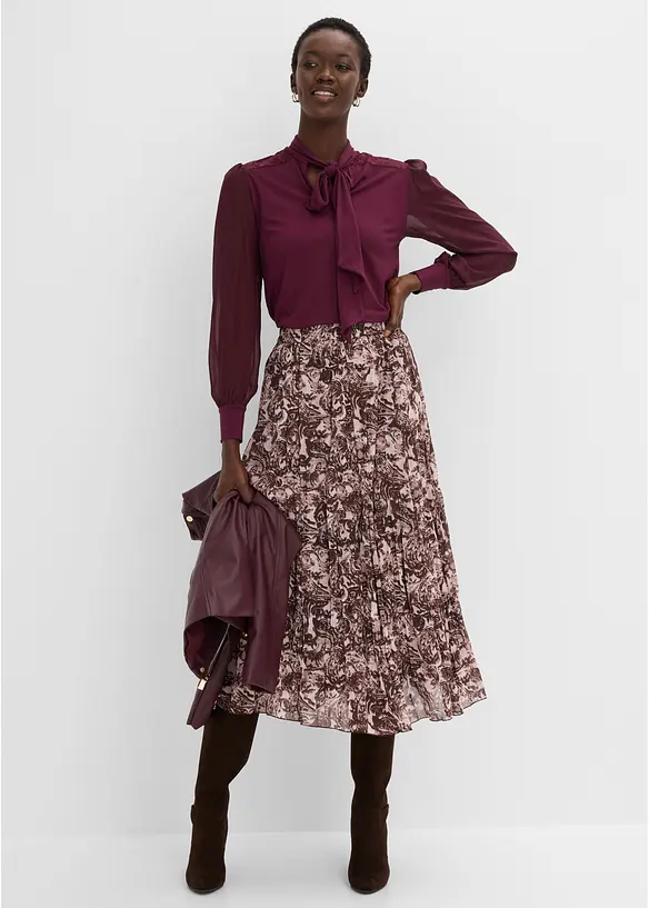 Crinkle skj&oslash;rt i chiffon, bonprix