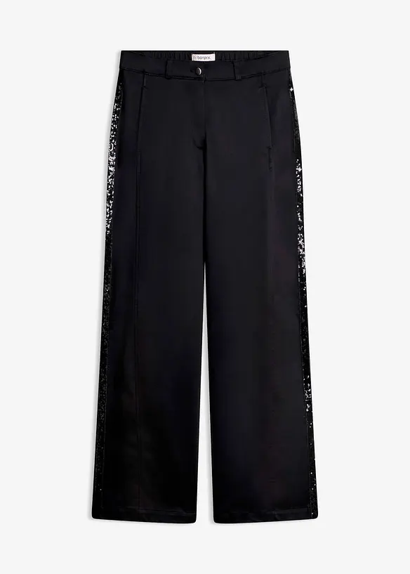Bukse i bomullsstretch med galonstriper, bonprix
