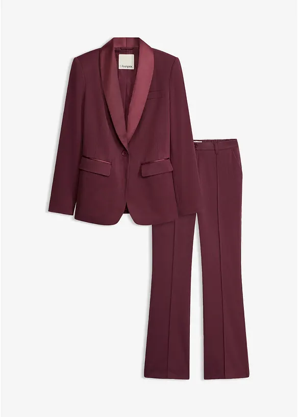Dress med satengbesetning til dame (2-delt sett), bonprix