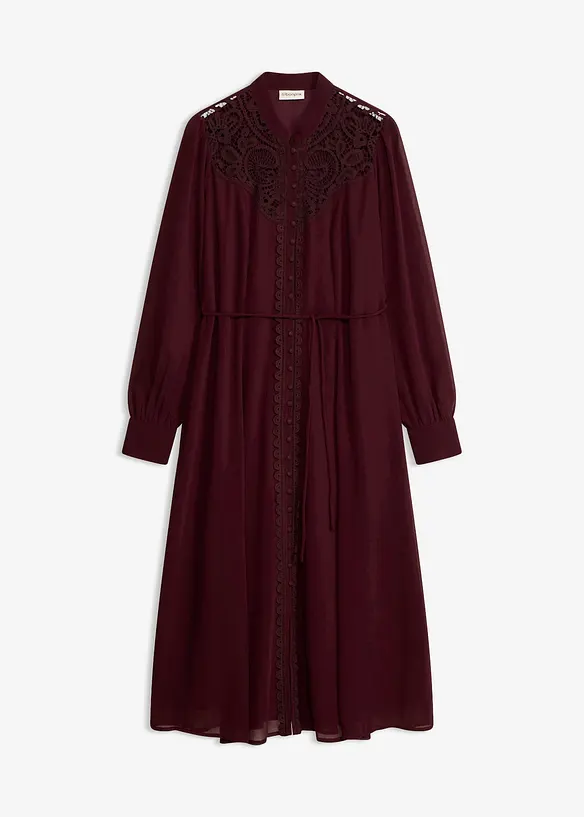 Chiffonkjole med forseggjorte blonder, bonprix