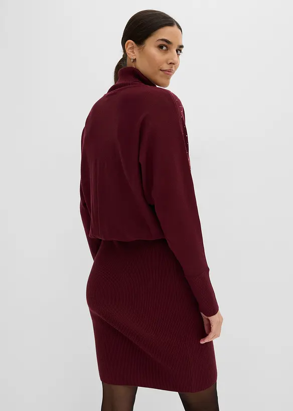 Strikket kjole med strass, bonprix