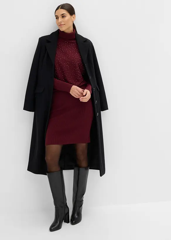 Strikket kjole med strass, bonprix