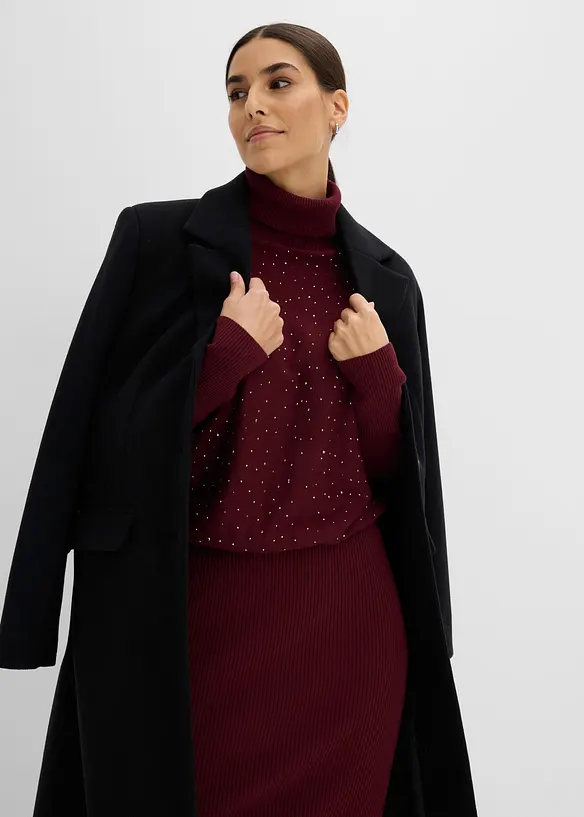 Strikket kjole med strass, bonprix