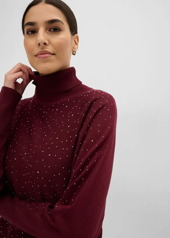 Strikket kjole med strass, bonprix