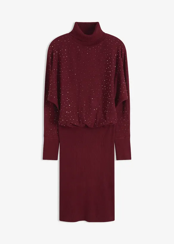 Strikket kjole med strass, bonprix