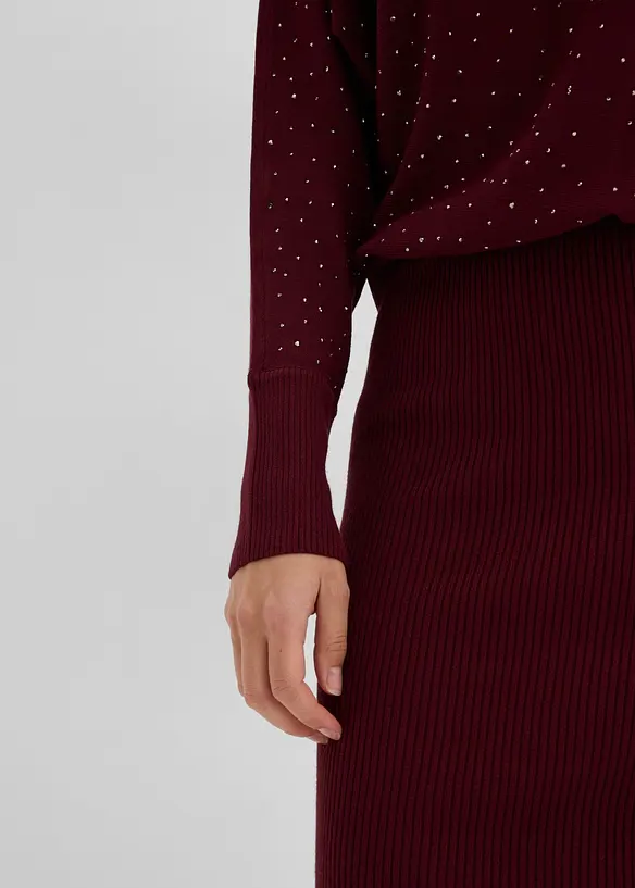 Strikket kjole med strass, bonprix