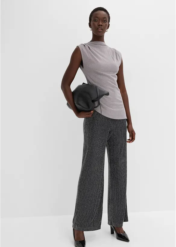 Topp med asymmetrisk nederkant og glitter, bonprix