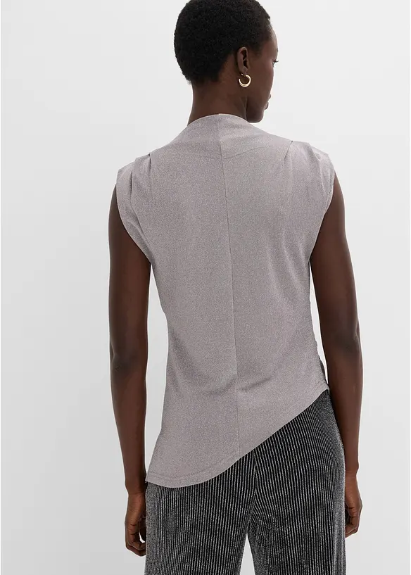 Topp med asymmetrisk nederkant og glitter, bonprix