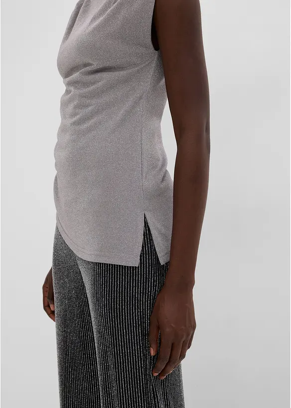 Topp med asymmetrisk nederkant og glitter, bonprix