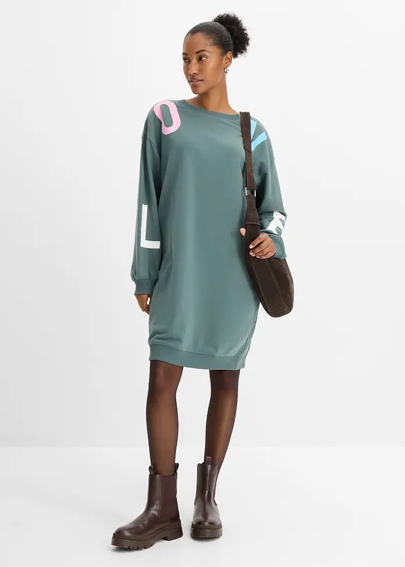 Sweatshirtkjole i myk bomullsblanding, bonprix