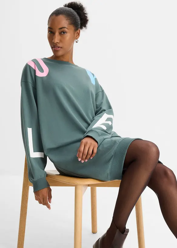 Sweatshirtkjole i myk bomullsblanding, bonprix