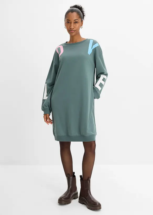 Sweatshirtkjole i myk bomullsblanding, bonprix