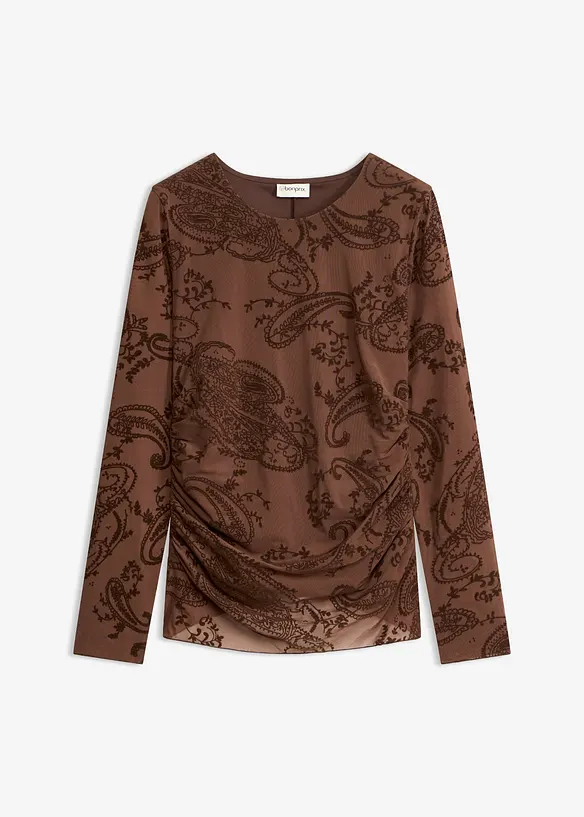 Langermet topp i lett mesh, bonprix
