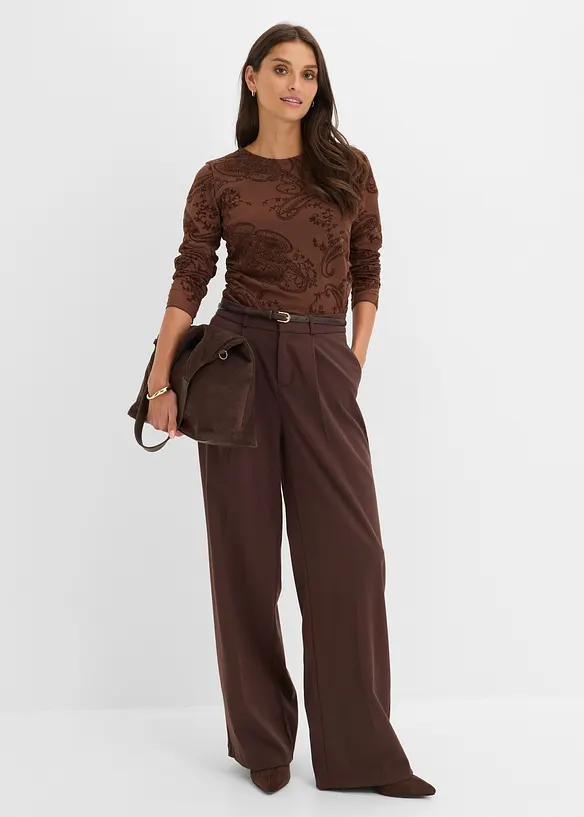 Langermet topp i lett mesh, bonprix