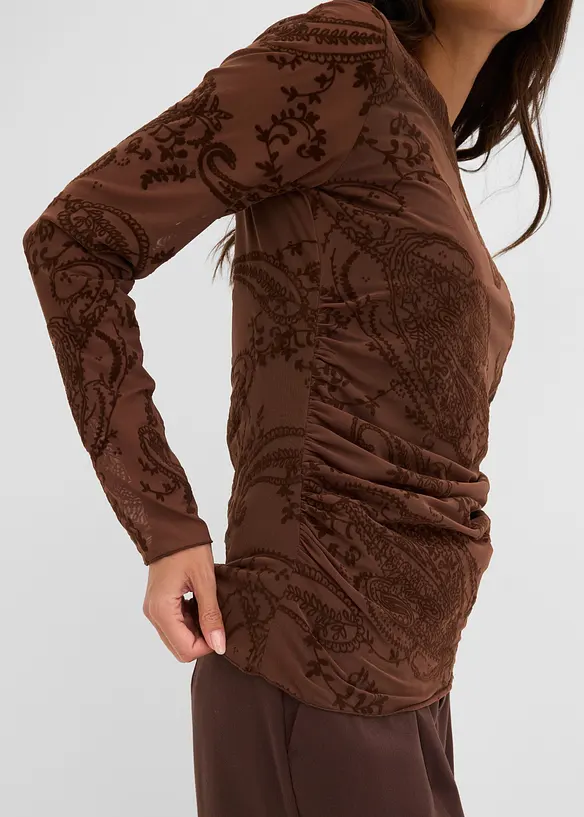 Langermet topp i lett mesh, bonprix