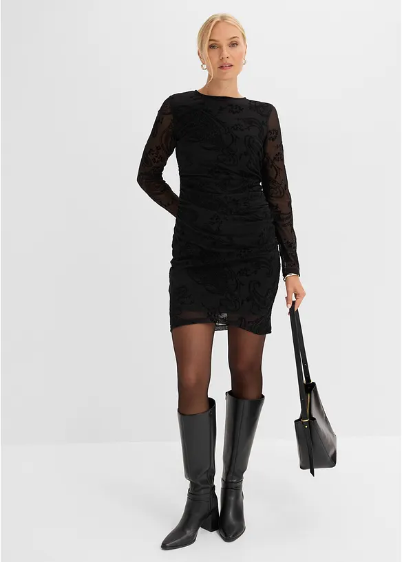 Jerseykjole i fin mesh, bonprix