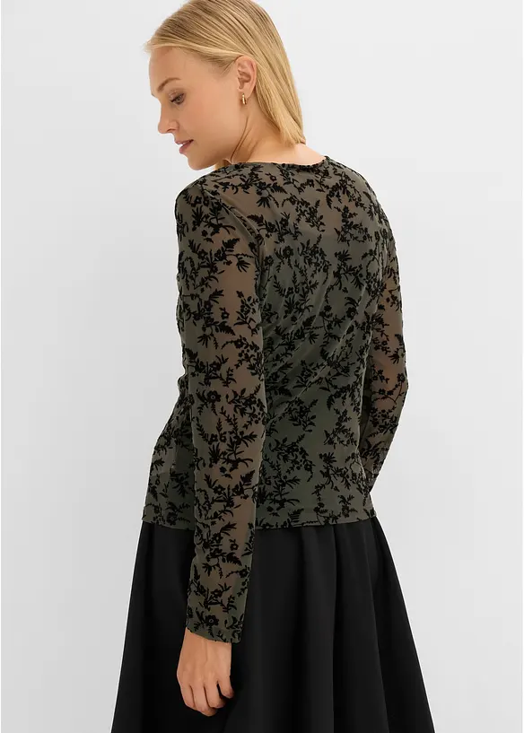 Langermet topp i myk mesh, bonprix