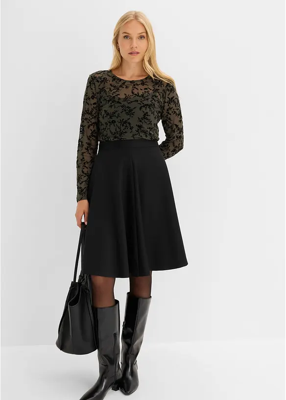 Langermet topp i myk mesh, bonprix