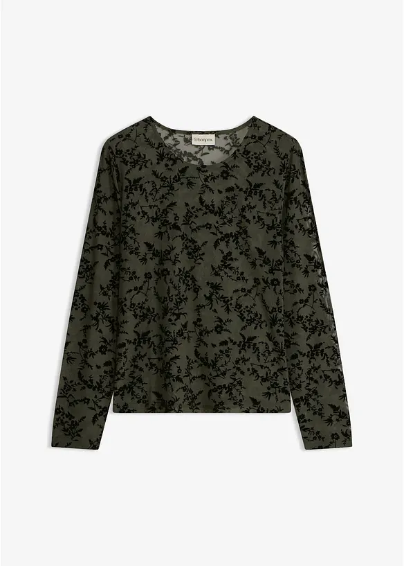 Langermet topp i myk mesh, bonprix