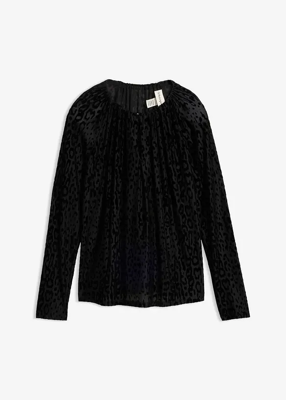 Langermet topp i lett mesh, bonprix
