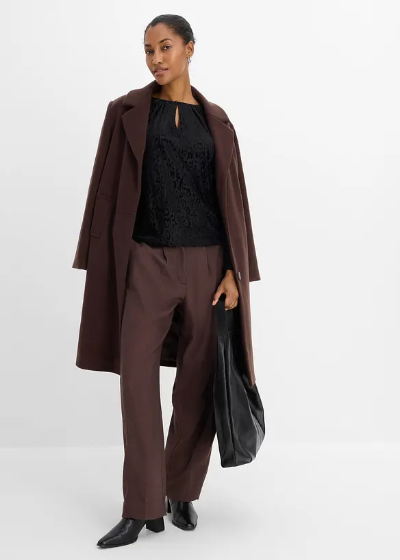 Langermet topp i lett mesh, bonprix