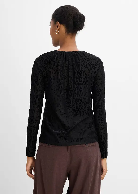 Langermet topp i lett mesh, bonprix