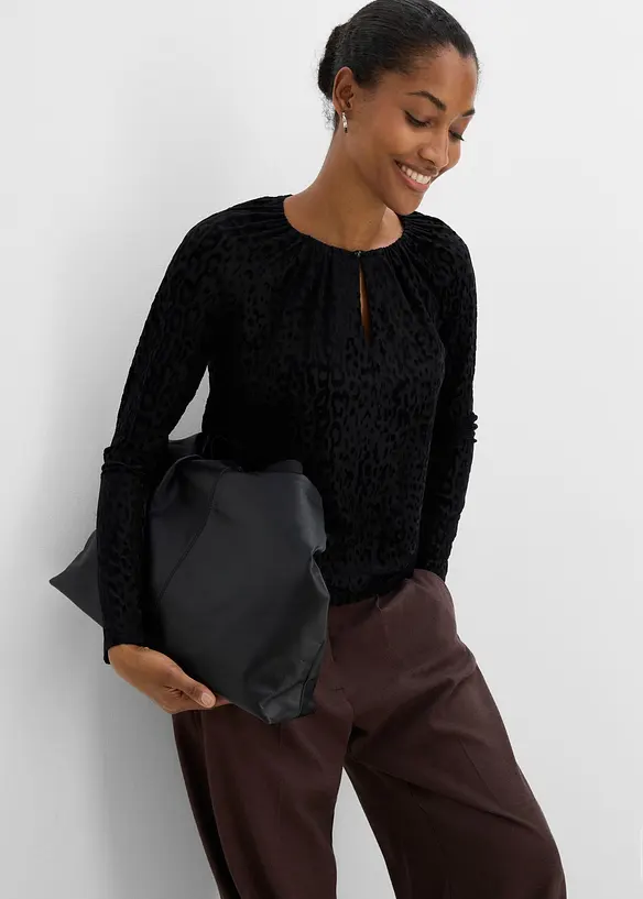 Langermet topp i lett mesh, bonprix