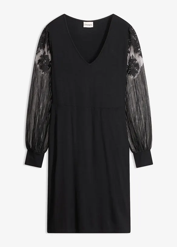 Minikjole med transparente ballongermer og broderi, bonprix