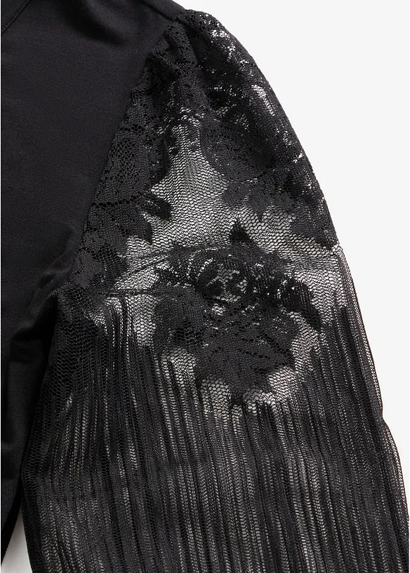 Minikjole med transparente ballongermer og broderi, bonprix