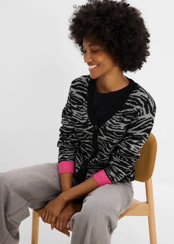 Jacquardstrikket cardigan, bonprix