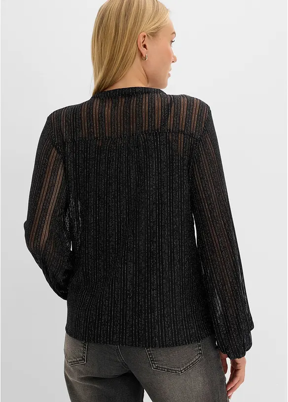 Metallicskimrende bluse i plissert stil, bonprix